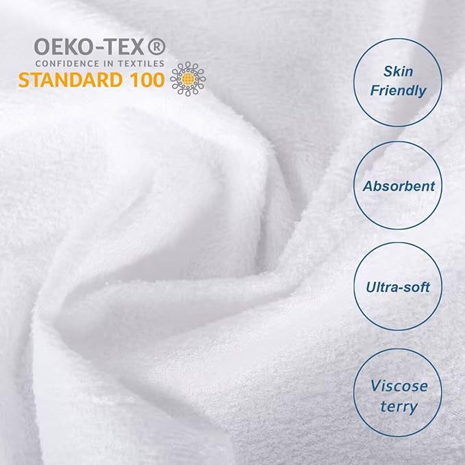 King Size Mattress Protector Waterproof,Smooth Top Mattress Protector for Kids,Breathable Skin Friendly and Noiseless Fitted Sheet,Viscose Terry Mattress Cover