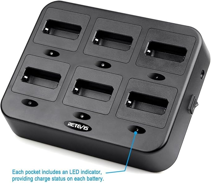 Retevis RT22 Six Way Charger, Walkie Talkie Charger, Multi Unit Charging Station, Compatible with Retevis RT22 RT22S RB19 RB19P RB39 RB39P Two Way Radio(3 Pack)