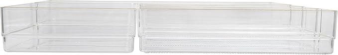 Martha Stewart Kerry Plastic Stackable Office Desk Drawer Organizers, Set of 5, with Gold Trim