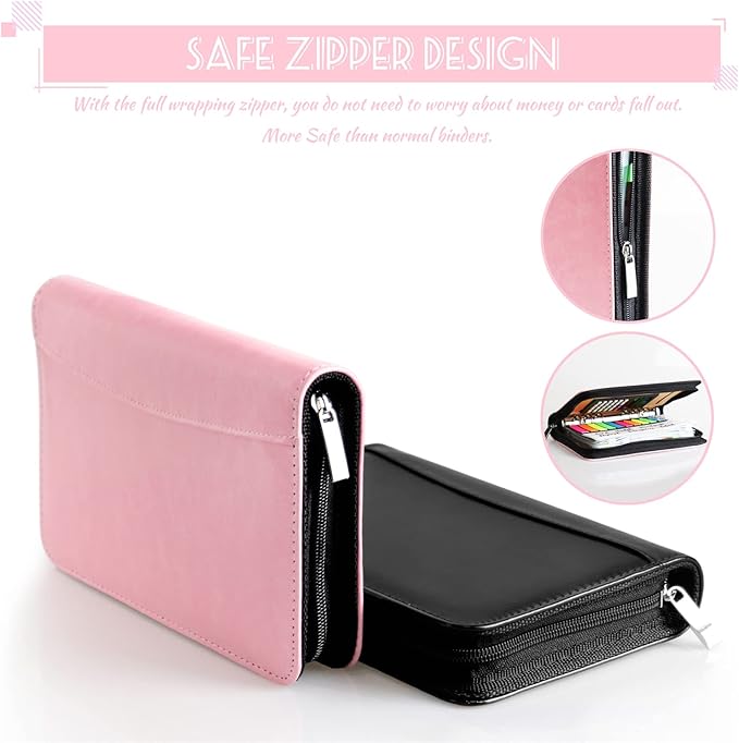 Budget Binder with Zipper Envelopes, Cash Envelopes for Budgeting, A6 PU Leather Budget Planner 2026 with Cash Envelopes Calculator, Bill Money Organizer for Cash Saving Budget System Wallet