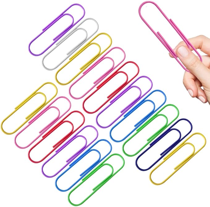 Paper Clips,4 Inch 100mm 48 PCS, Jumbo Size,Assorted Color Paper Clips for Office School and Personal Use