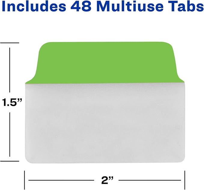 Avery Multiuse Ultra Tabs, 2" x 1.5", 2-Side Writable, Red/Blue/Green, 48 Repositionable Tabs (74757)