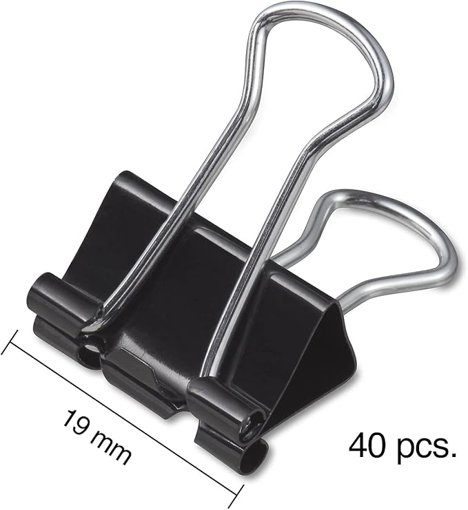 Staples Binder Paper Clips, 3/8 Inch Capacity, Small, 40-Pack, Black