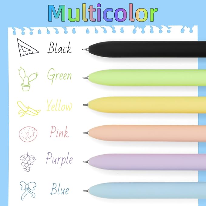 Colored Pens, 6 Pcs Colorful Pens Fine Point Smooth Writing Pen, 0.5mm Colored Ink Gel Pen for Journaling Note Taking Planner, School Supplies Gifts for Nurse Teacher (6 Pcs Gold Vibrant)