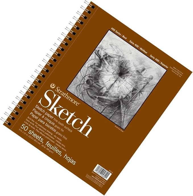 Strathmore 400 Series Sketch Pad, 9x12 inch, 50 Sheets - Artist Sketchbook for Drawing, Illustration, Art Class Students