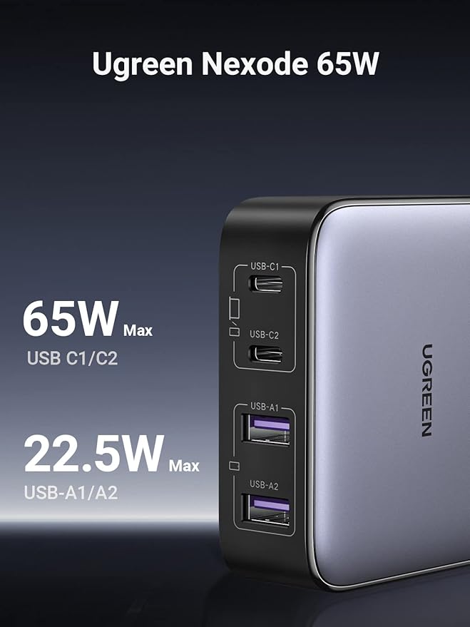 UGREEN Nexode 65W USB C Charger Desktop Bundle with 60W 2 Pack USB C Cable