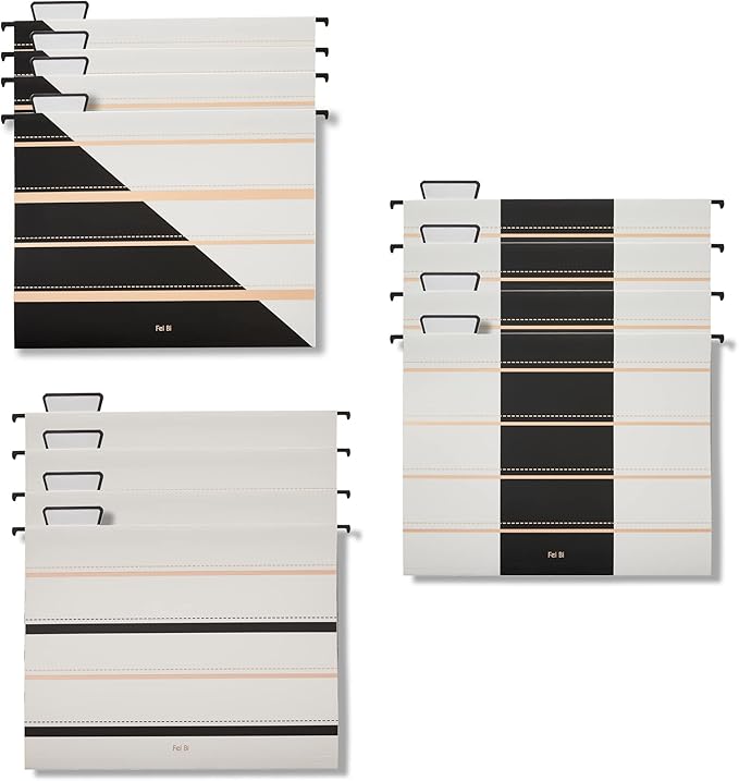 12 Pack Hanging File Folders Filing Cabinet Organizer Letter Size 1/5 Cut Adjustable Tabs Decorative for Home Office School Classroom