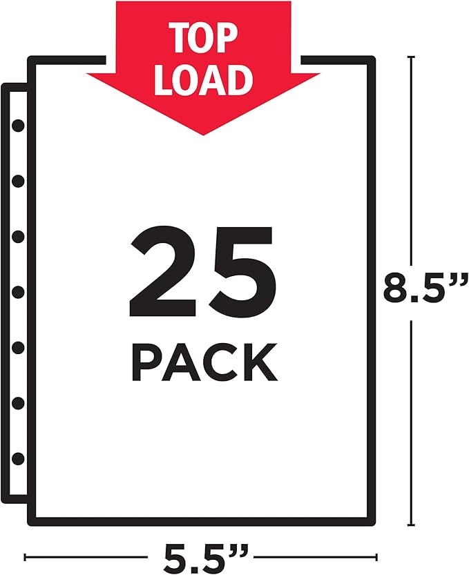 Avery Diamond Clear Heavyweight Sheet Protectors for Mini Binders, Holds 8.5" x 5.5" Sheets, 15ct (77007)