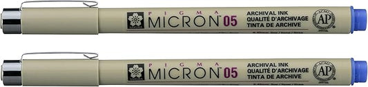 SAKURA PIGMA MICRON 05 FINELINER PEN, 0.45MM LINE WIDTH, PACK OF 2 (Blue)