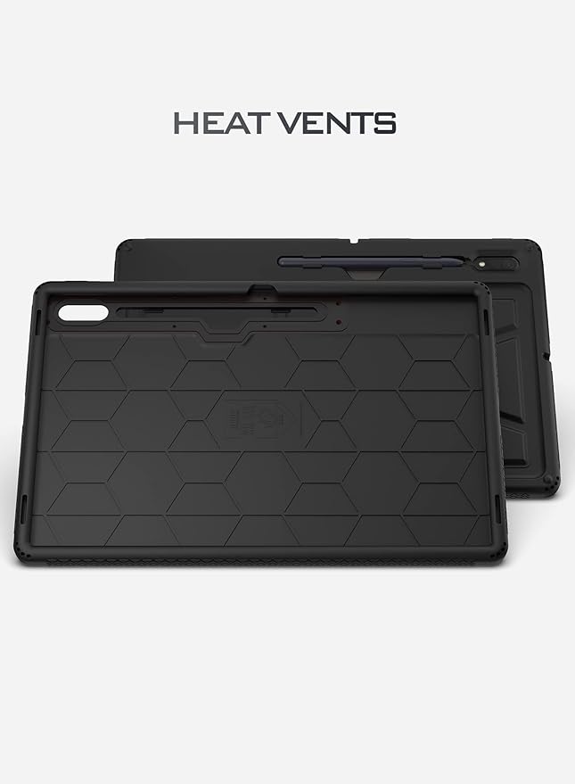 Poetic TurtleSkin Case Designed for Samsung Galaxy Tab S8 Ultra 14.6 Inch 2022, Heavy Duty Shockproof Rugged Kids Friendly Drop Protection Silicone Cover, Black