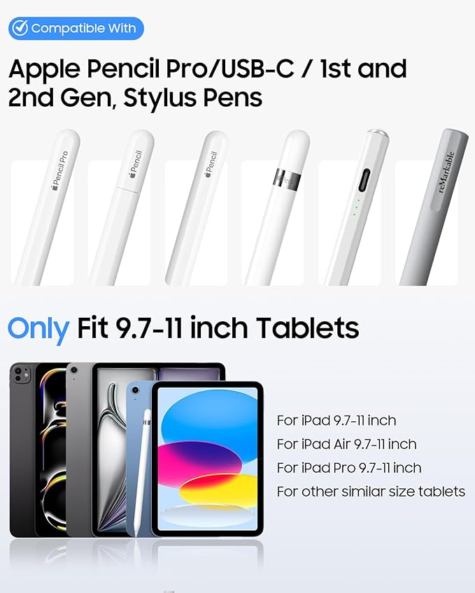 Fintie Detachable Pencil Holder with Elastic Band for iPad Case - Elastic Stylus Pouch Compatible with Apple Pencil Pro, Apple Pencil (USB-C / 1st / 2nd Gen) and Other Similar Size Stylus, Purple