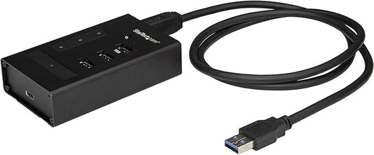 4 Port USB Hub - USB A to 1 x USB C and 3 x USB A - Mountable - Industrial - Powered USB Hub - USB Port Expander - USB 3.0 Hub