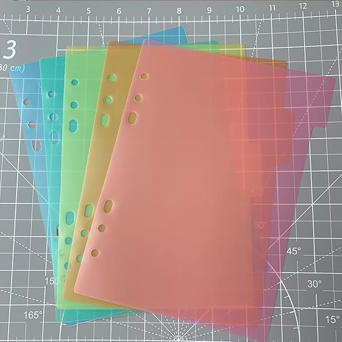 BAOFALI 10PCS A5 Size Dividers for 6 Ring Binder,with Reinforced Edge and 10 Tabs,Paper Index Divider Category Page Tab Indexing Cards Die and Stamp Storage Folder