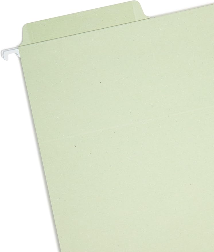 Smead Erasable FasTab Hanging File Folder, 1/3-Cut Built-in Tab, Letter Size, Moss, 20 per Box (64032)