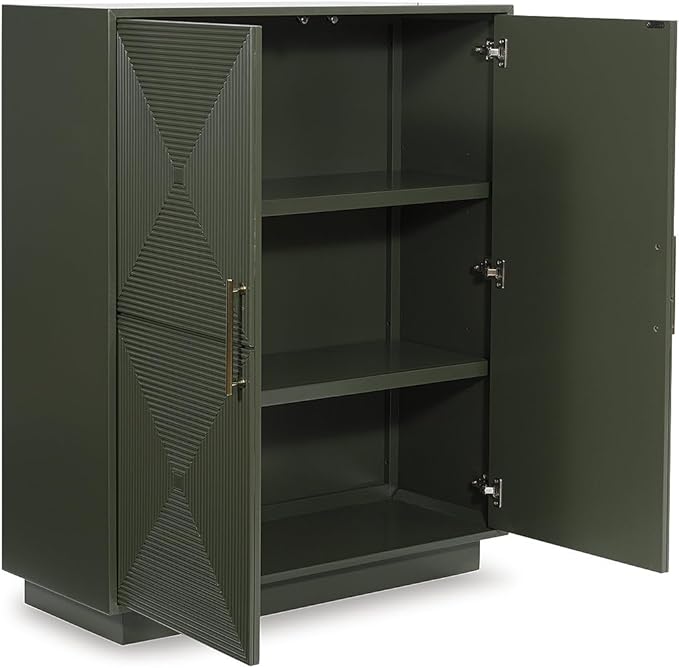 Signature Design by Ashley Geirwood Contemporary Accent Cabinet with Shelf and Geometric Pattern, Green