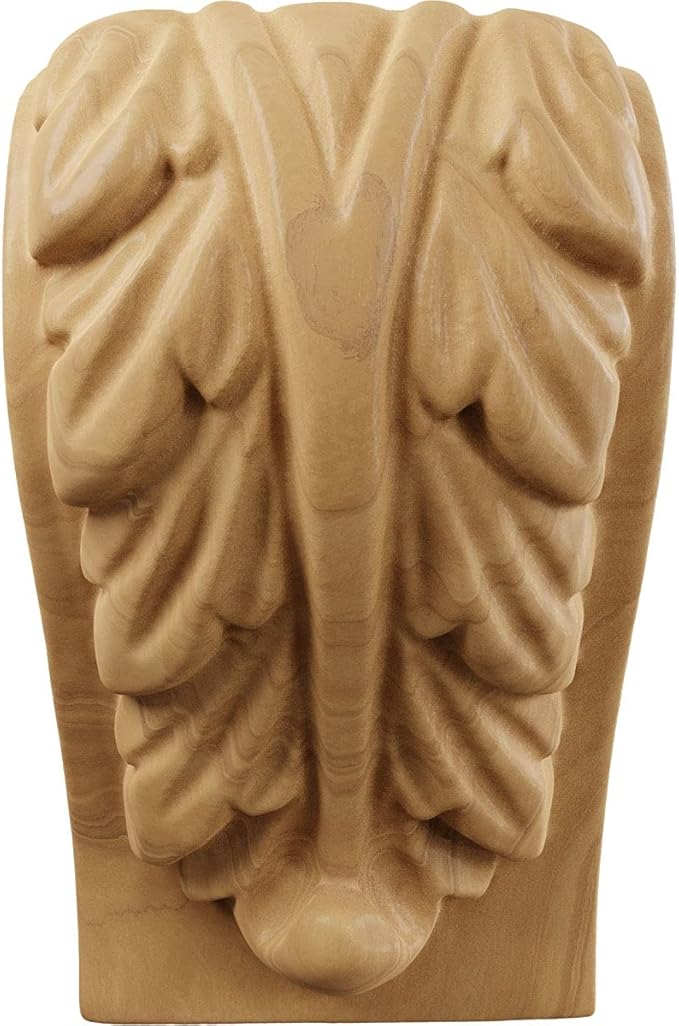 Ekena Millwork CORW01X01X03BACH Mini Acanthus Leaf Block Wood Corbels, 1 3/4"W x 1 1/2"D x 3"H, Cherry