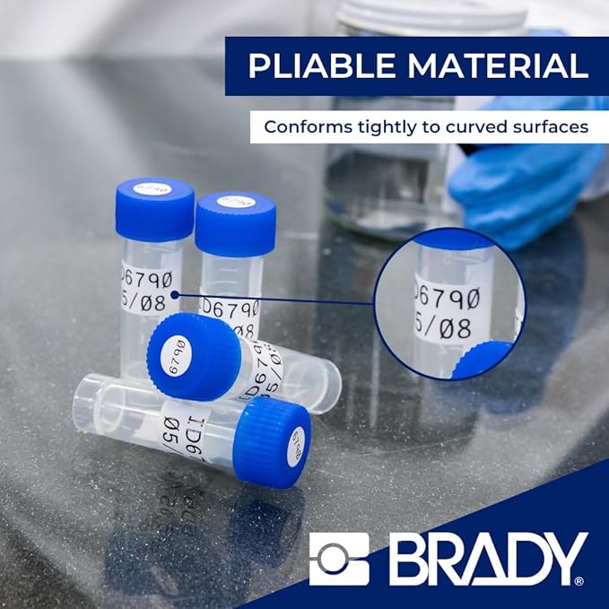 Brady Self-Laminating Polyester Label Tape for Label Printer BMP41/BMP51/BMP53/M511 - Self Adhesive Printer Labels - Black on White (12,70 mm (W) x 7,62 m (L)) - M4C-500-461
