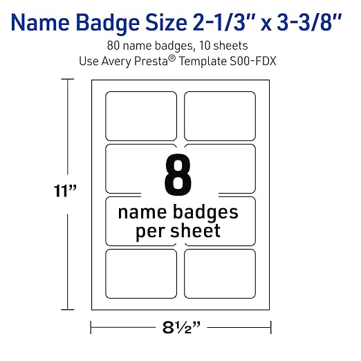 Avery Printable Christmas Adhesive Name Badges, Rectangle, 2-1/3" x 3-3/8", Pre-Printed Metallic Gold Christmas Trees Design, Matte White, Laser & Inkjet Compatible, 80 Total