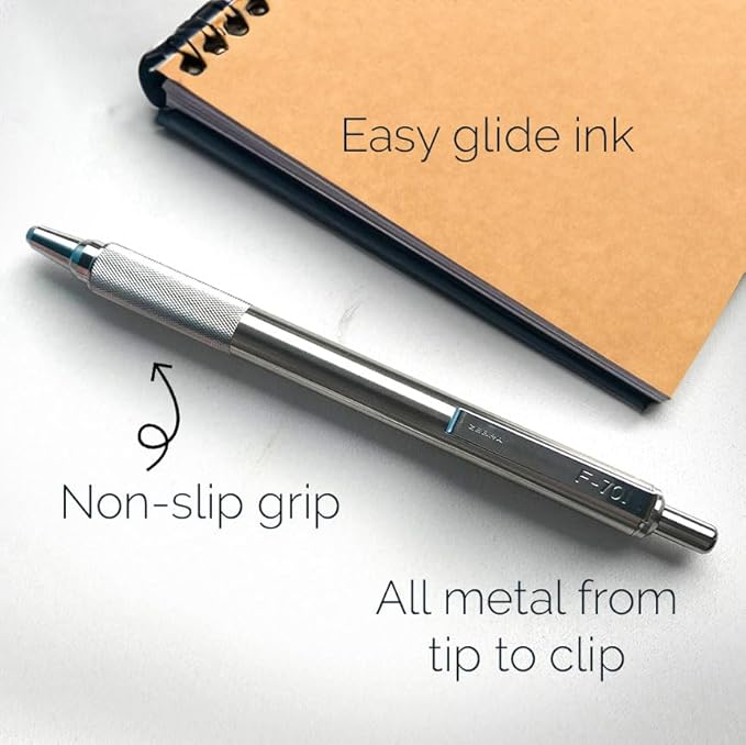 Zebra Pen Premium Steel Writing Set, PM-701 Permanent Marker, F-701 Ballpoint Pen, M-701 Mechanical Pencil, Ideal for Tactical Use, Great for Gift Giving, 3-Pack (11213)