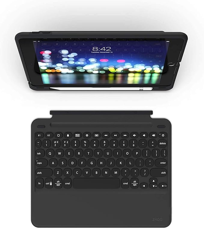ZAGG Slimbook Go | iPad Keyboard Case for 9.7-Inch iPad (2018, 2017) | Ultra-Slim & Light | Rotatable | Detachable | Pair 2 Devices | Bluetooth Wireless | Backlit 7 Color (Black)
