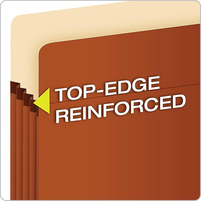 Pendaflex Expanding File Pockets, File Organizers for School, Home or Office, Letter Size, Redrope, 3.5" Expansion, Reinforced with DuPont™ Tyvek® Material, Redrope, 25 per Box (1524E-OX)