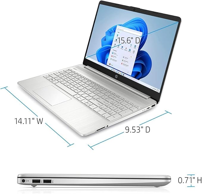 HP Notebook Laptop, 15.6" HD Touchscreen, Intel Core i3-1115G4 Processor, 20GB RAM, 512GB PCIe SSD, Webcam, Type-C, HDMI, SD Card Reader, Wi-Fi, Windows 11 Home, Silver
