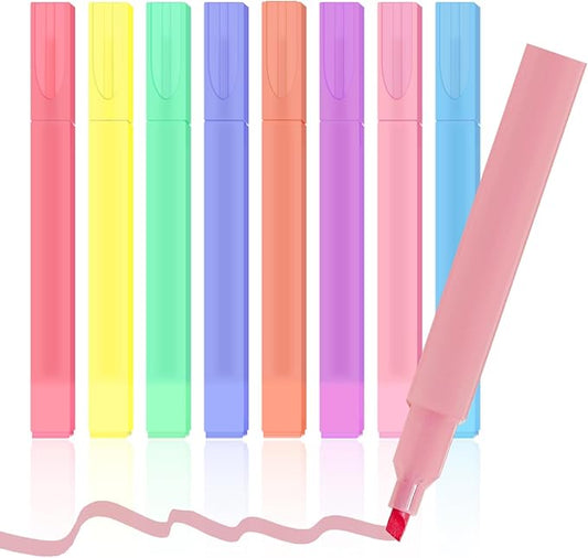 YOOUSOO Highlighters Assorted Colors, 8 Pcs Bible Highlighters, Aesthetic Cute Pastel Highlighter Set, Bible Highlighter and Pens No Bleed, Chisel Tip, Candy Colors, No Bleed Bibles Assorted Colors
