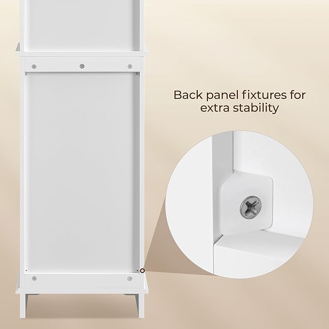 Yaheetech Tall Slim Storage Cabinet with 3 Shelves & Door, Freestanding Linen Cabinet for Bathroom, Living Room, Entryway, 16 x 12 x 60.5 Inches, White
