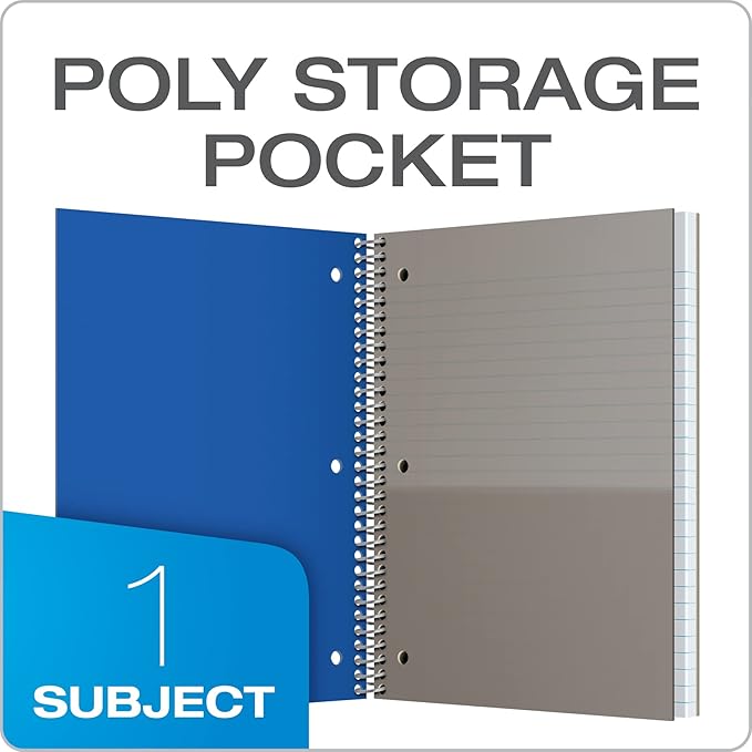 Oxford Spiral Notebook 8.5 X 11, Water Resistant Cover, 100 Sheets, College Ruled, 1 Subject - Pack of 12