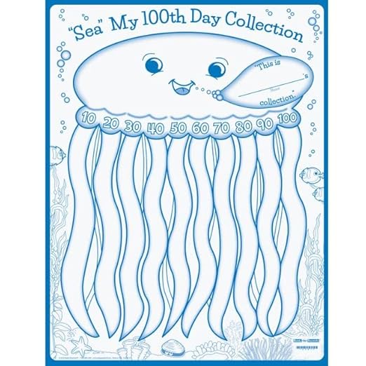 Really Good Stuff Ready-to-Decorate “Sea” My 100th Day of School Posters, Set of 24 - Celebrate The 100th Day of School with Classroom Crafts