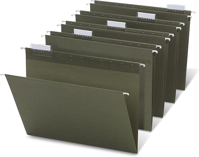 Office Depot® Brand Hanging Folders, 1/5 Cut, Letter Size, 100% Recycled, Green, Pack of 50