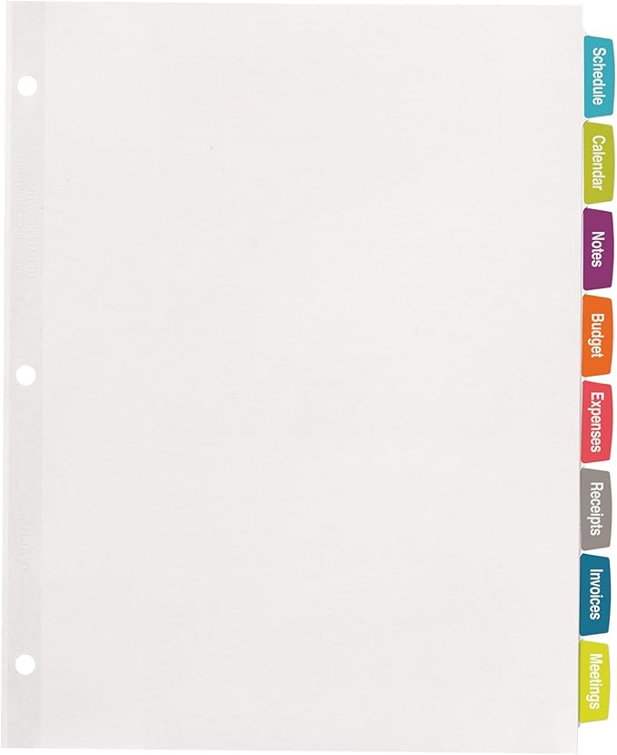 Avery Big Tab Printable White Label Dividers for 3 Ring Binders, 8 Tabs per Set, White, 120 Sets Total, Great for Office Supplies, School Supplies, Organizing, and More (6 Packs of 14435)