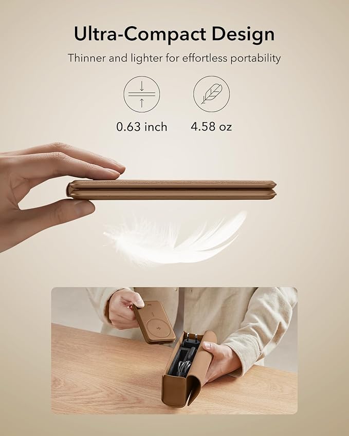 ESR 3 in 1 Charging Station for Apple, Certified Apple Watch Charger, 15W MagSafe Charger Stand for iPhone, Travel Charger for iPhone 17/16/15/14/13, Watch, AirPods,Brown