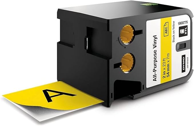 DYMO XTL All-Purpose Vinyl Labels, 1/2" x 23', Black on Clear