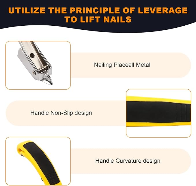 1PCS Staple Remover, Staple Puller Tool, Upholstery and Construction Heavy Duty Staple Remover, Strength Staple Puller Removing All Kinds of Staples(Yellow)
