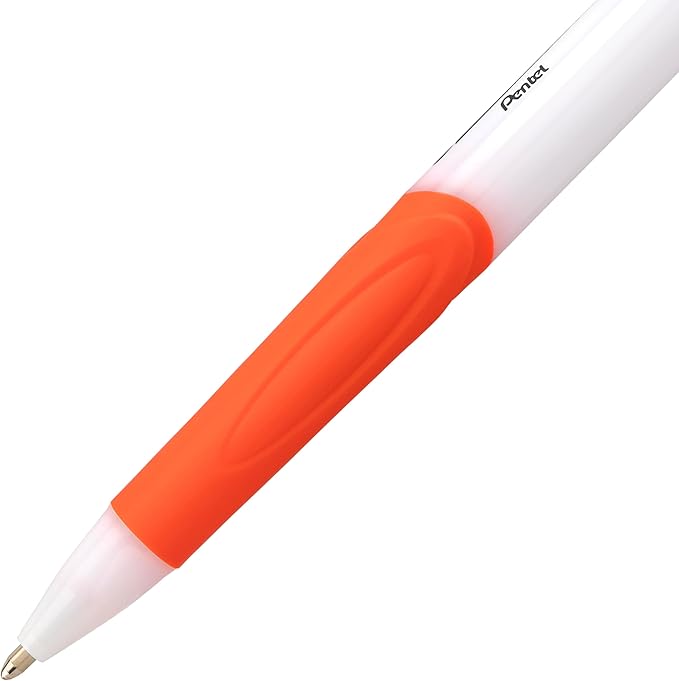 Pentel GlideWrite Ballpoint Pen with TechniFlo Ink, (1.0mm) Medium Line, Orange Ink, Box of 12 (BX910-F)