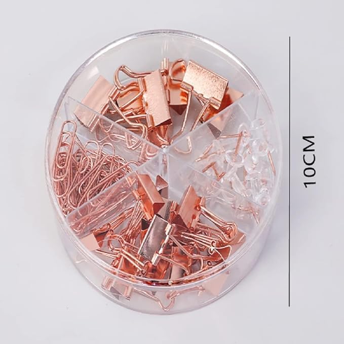 72 Pcs Gold Push Pins Paper Clips Binder Clips Tacks,4 Styles Office Supplies Set with Box for Office School Home Office Binder Supplies