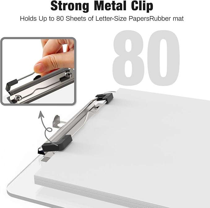 Small Clipboards, A5 Plastic Mini Clear Clip Board for Classroom, Students, Kid, Size 6" x 9" with Low Profile Clip, Office & School Supply