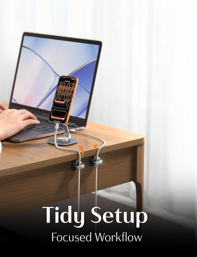 8 Pack Charging Cord Organizer [1S Click-in] LISEN Magnetic Charging Cord Holder, Easy Open Cable Holder with Strong Adhesive, Cable Management Clips Neatly for Nightstand, Desk, Home, Office, Car