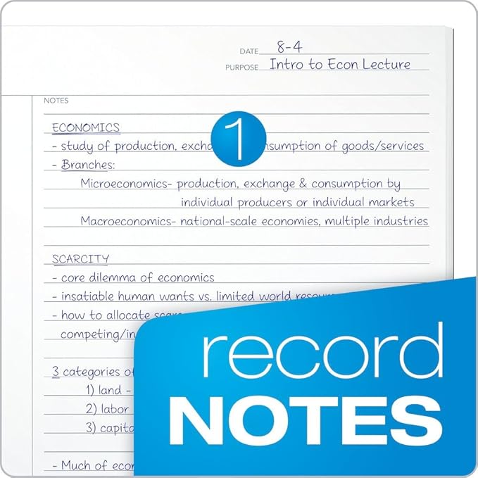 Oxford FocusNotes Note Taking System 1-Subject Notebook, 11 x 9 Inches, White, 100 Sheets (90223) - Black