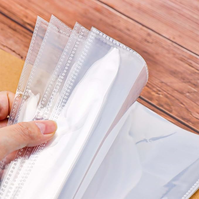 NatSumeBacis 20 A6 Binder Pockets Zipless Budget PP Double-Sided Envelopes Planner Insert Sleeves 3.5" x 7" Sheet Protectors for Cards Bills Photos Organizer (A6 1 Double-Sided Pockets)