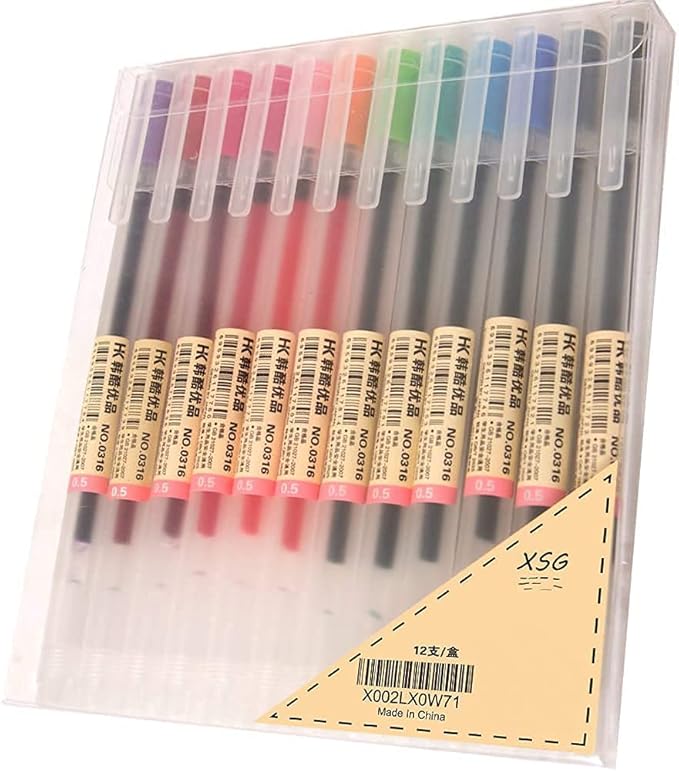 XSG Premium Gel Ink Pen Fine Point Pens Ballpoint Pen 0.5mm for Japanese Office School Stationery Supply 12 Packs