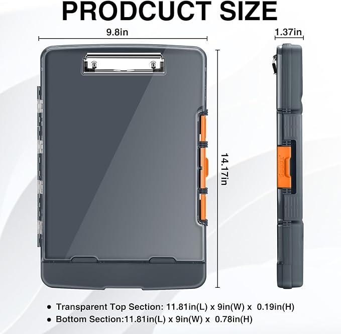 Sooez Original Clipboard with 2 Storage & Pen Holder, Heavy Duty Clip Boards 8.5x11 with Dual Storage, Clearview Dry Erase Coach Clipboard with Real Hinge, High Capacity, School & Office Supplies