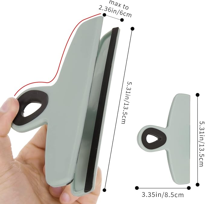 Magnetic Chip Clips - 8pcs Green, Ideal for Food Packages