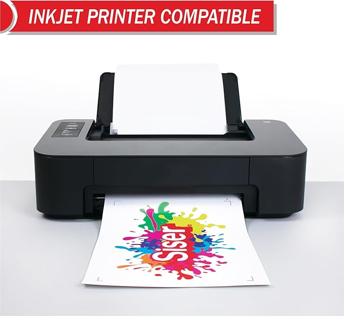 SISER EasyColor DTV 8.4'' x 11'' Sheets - Inkjet Printer Compatible Heat Transfer Vinyl (10 Sheets)