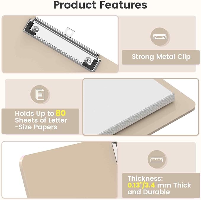 Extra Large 11x17 Clipboards, Plastic Khaki Drawing Boards, Horizontal Clip Board, Landscape Layout. Suitable for Watercolor, Sketching, Painting. Art & Drafting Supply(Pack of 6)