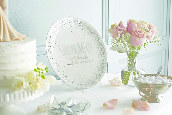Enesco Our Name is Mud Wedding Mrs. Eat Drink and Be Married Platter, 11.25 Inch, Multicolor