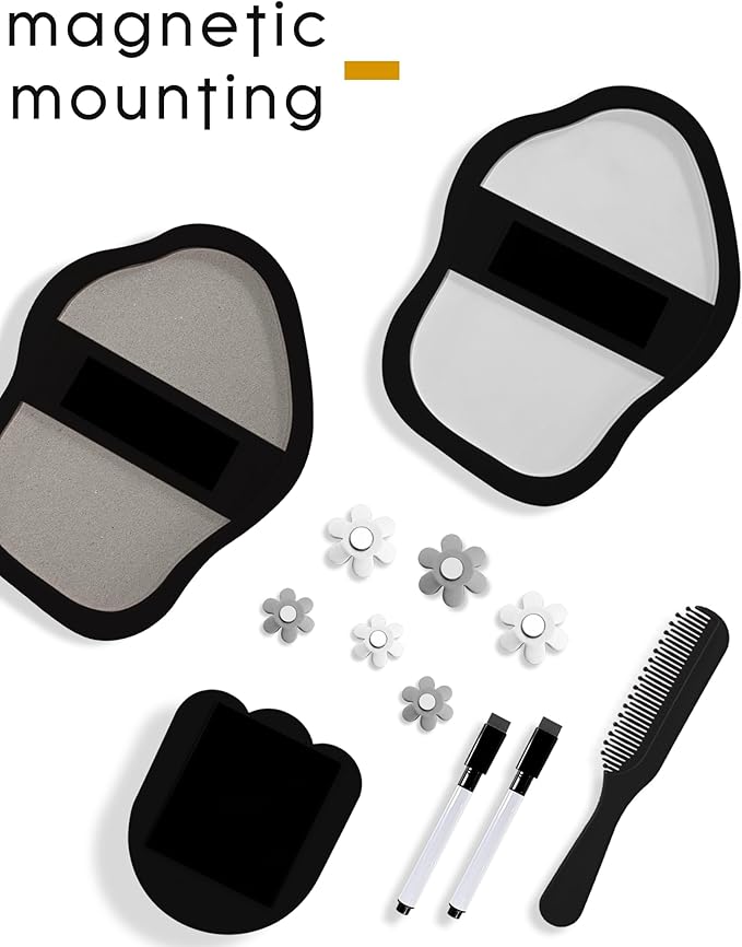 KEYDUACU 12 pcs Girls Locker Accessories, Locker Decorations Including Mirrors, whiteboards, Magnets and organizing Supplies. Ideal for Back-to-School Essentials and The Office (13 pcs-Black)