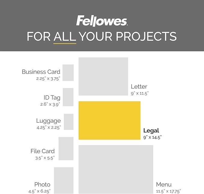 Fellowes Hot Laminating Pouches, Legal, 3 mil, 50 Pack (52226)