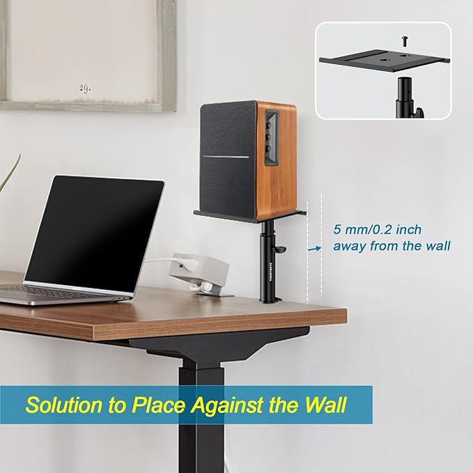 Set of 2 Studio Monitor Stands Desk Clamp Desktop Speaker Stands with Isolation Pads